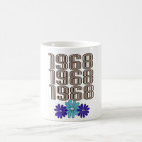 1968 Hippie Flower Power Peace Sign Aqua Purple