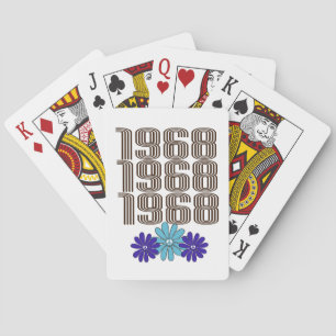 1968 Hippie Flower Power Peace Sign Aqua Purple Playing Cards