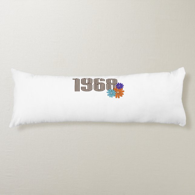1968 Hippie Peace Sign Flower Orange Aqua Purple Body Cushion (Front)