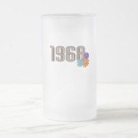 1968 Hippie Peace Sign Flower Orange Aqua Purple