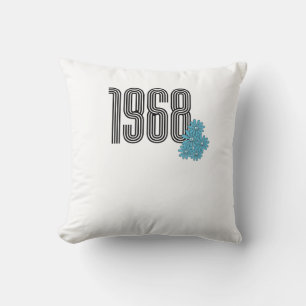 1968 Hippie Peace Sign Flower Power Aqua Cushion