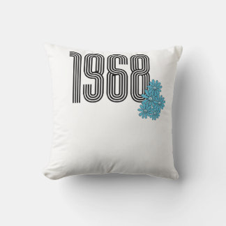 1968 Hippie Peace Sign Flower Power Aqua Cushion