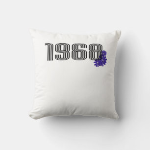 1968 Hippie Peace Sign Flower Power Purple Cushion