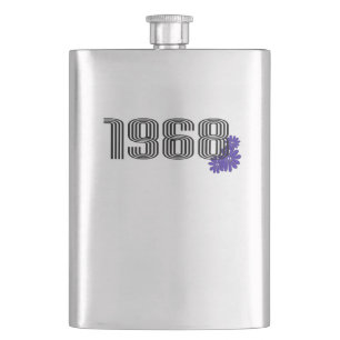1968 Hippie Peace Sign Flower Power Purple Hip Flask