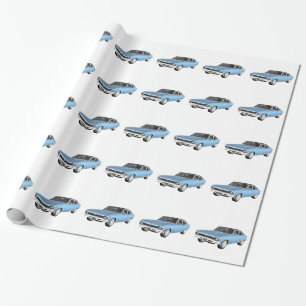 1968 Light Blue Muscle Cars Wrapping Paper