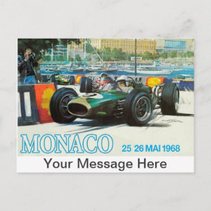 1968 Monaco Grand Prix Postcard w Custom Message!