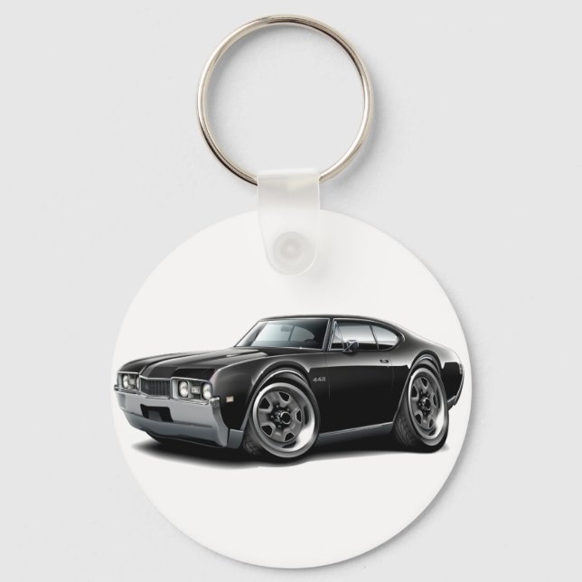 1968 Olds 442  Black Car Key Ring (Front)