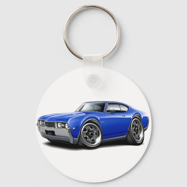 1968 Olds 442 Blue Car Key Ring (Front)