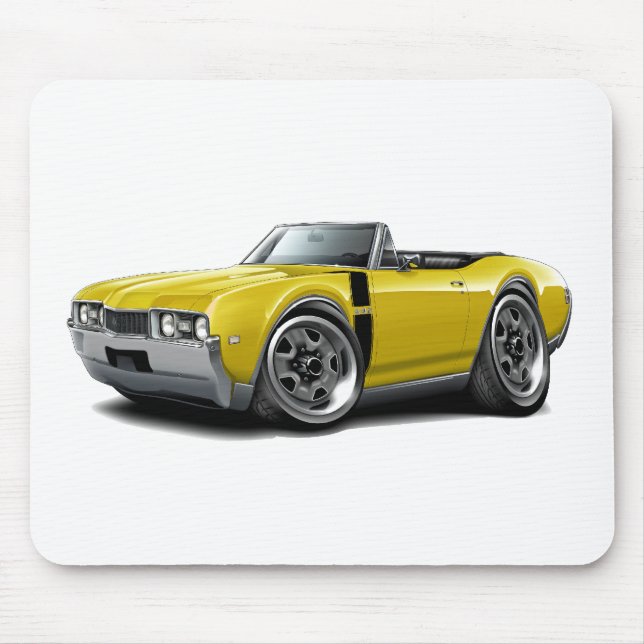 1968 Olds 442 Yellow-Black Convertible Mouse Mat (Front)