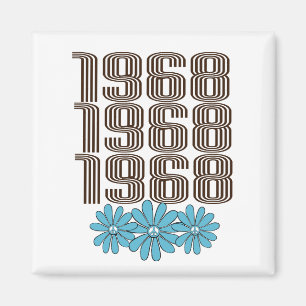 1968 Peace Sign Aqua Hippie Flower Power Magnet