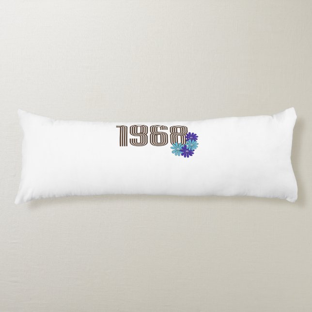 1968 Peace Sign Hippie Flower Power Aqua Purple Body Cushion (Front)