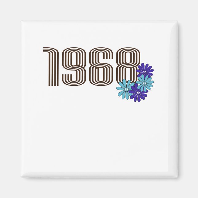 1968 Peace Sign Hippie Flower Power Aqua Purple Magnet (Front)