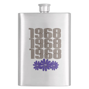 1968 Peace Sign Hippie Flower Power Purple Hip Flask