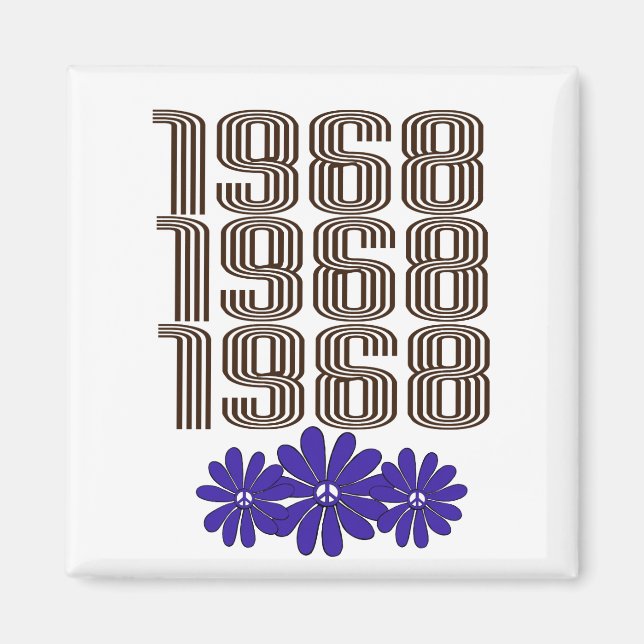 1968 Peace Sign Hippie Flower Power Purple Magnet (Front)