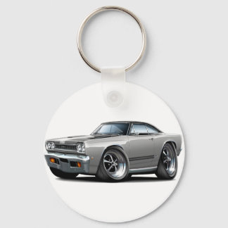 1968 Plymouth GTX Silver-Black Hood Car Key Ring