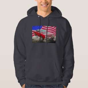 1968 Plymouth Roadrunner And American Flag Hoodie