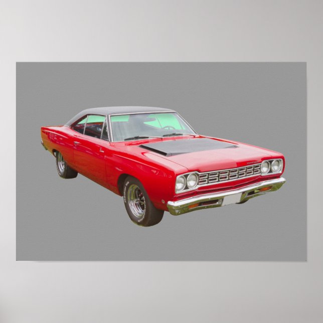 1968 Plymouth Roadrunner Muscle Car Poster (Front)