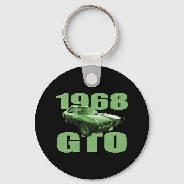1968 Pontiac GTO Muscle Car Green Key Ring (Front)
