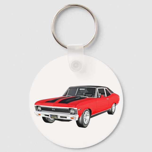 1968 Red Muscle Car Key Ring (Front)