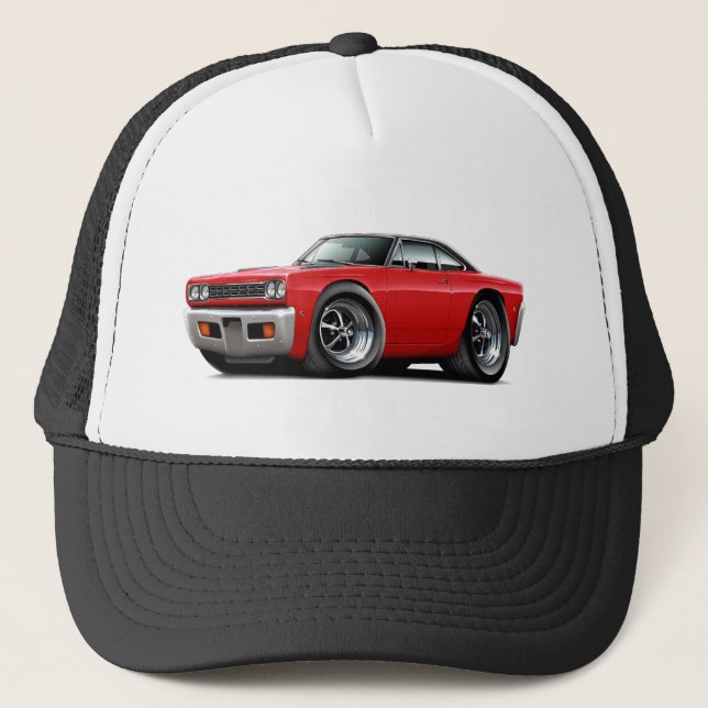 1968 Roadrunner Red-Black Top Trucker Hat (Front)