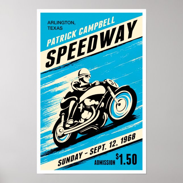 1968 Speedway vintage motorcycle Poster (Front)