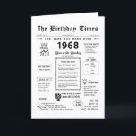 1968 The Year You Were Born Birthday Card<br><div class="desc">Make their birthday a blast from the past! This 1968 birthday card is more than just a card, it's a time warp! Uncover fascinating facts about the year they were born, from groundbreaking inventions (the first computer mouse!) to pop culture trends (think groovy and mini skirts!). We don't stop there...</div>