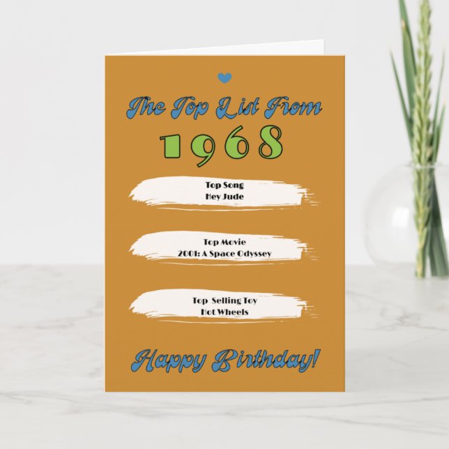 1968 Top List Birthday Card (Front)