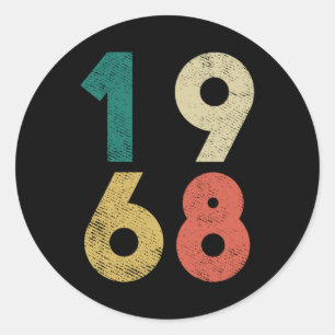 1968 Vintage Birthday Retro Classic Round Sticker