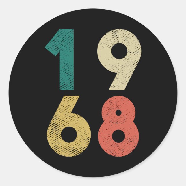 1968 Vintage Birthday Retro Classic Round Sticker (Front)