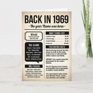 1969 Back in the Day, Fun Facts Birthday Card