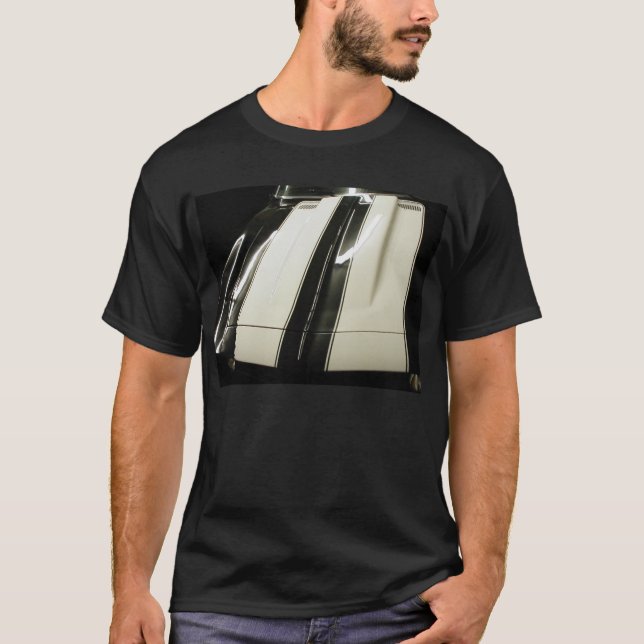 1969 Camaro black with white stripes T-Shirt (Front)