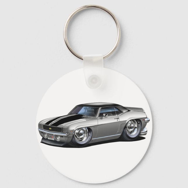 1969 Camaro Grey-Black Car Key Ring (Front)