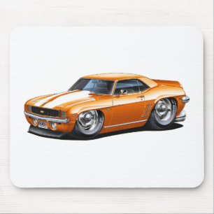 1969 Camaro Orange-White Car Mouse Mat