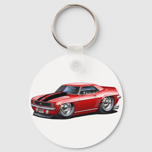 1969 Camaro Red-Black Car Key Ring (Front)