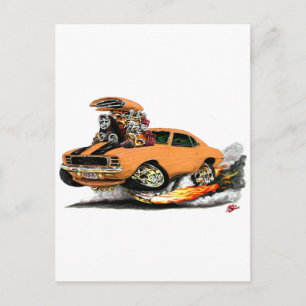 1969 Camaro RS SS Orange-Black Car Postcard