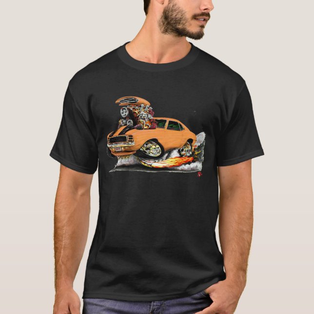 1969 Camaro RS SS Orange-Black Car T-Shirt (Front)