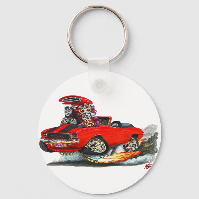 1969 Camaro RS SS Red-Black Convertible Key Ring (Front)