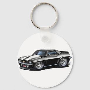 1969 Camaro SS Black-White Car Key Ring