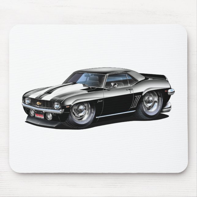 1969 Camaro SS Black-White Car Mouse Mat (Front)