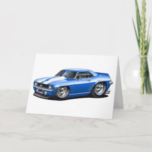 1969 Camaro SS Blue-White Car Card