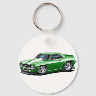 1969 Camaro SS Green-White Car Key Ring