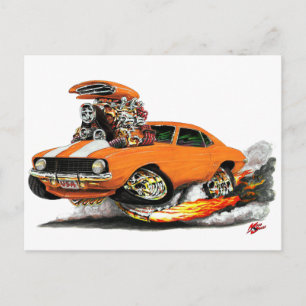 1969 Camaro SS Orange-White Car Postcard