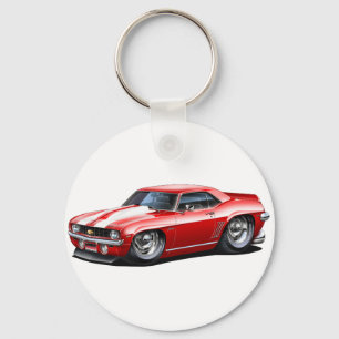 1969 Camaro SS Red-White Car Key Ring