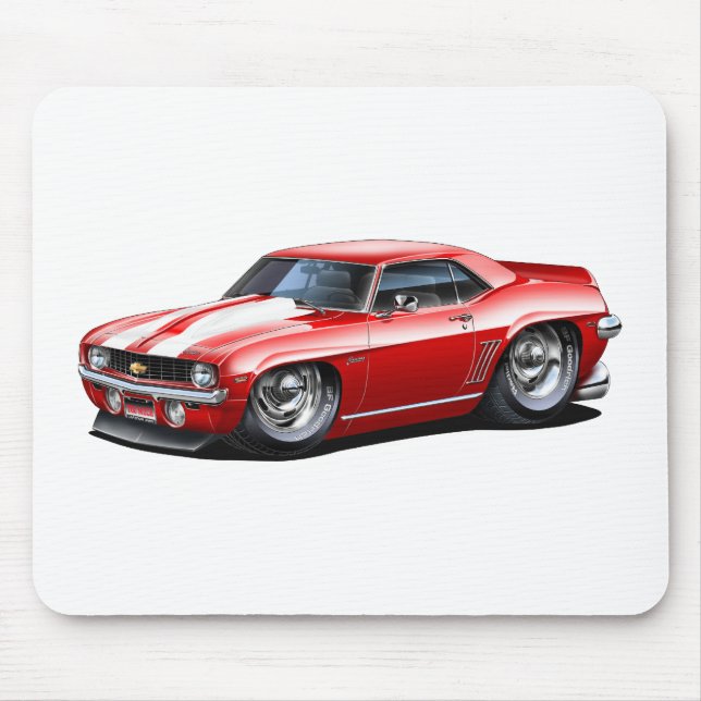 1969 Camaro SS Red-White Car Mouse Mat (Front)