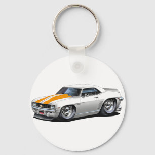 1969 Camaro SS White-Orange Car Key Ring
