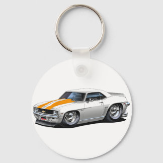 1969 Camaro SS White-Orange Car Key Ring