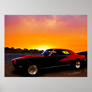 1969 Camaro Up At Rocky Ridge For Sunset Poster
