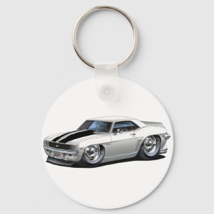 1969 Camaro White-Black Car Key Ring