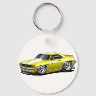 1969 Camaro Yellow-White Car Key Ring