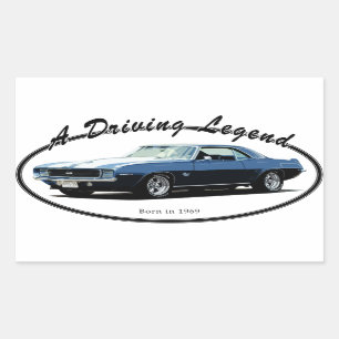 1969 CAMARO YENKO BLUE RECTANGULAR STICKER